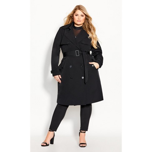 CITY CHIC | Women's Plus Size Utility Trench - black - 22W