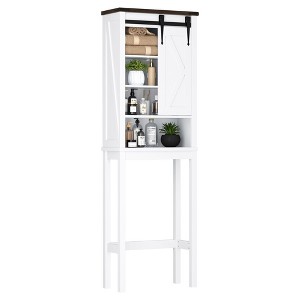 Over The Toilet Storage Cabinet with Adjustable Shelf and Door - 1 of 4