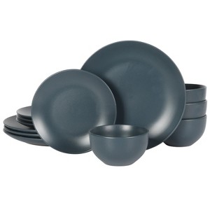 Gibson Home Queenslane 12-Piece Stoneware Matte Dinnerware Set Matte Blue - 1 of 4