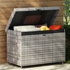 Fontoi Utility Storage Bins, Wicker Box with Wheels, Rattan Storage Bin for Outdoor Cushions Garden Tools, Gray, 27.6"*33.5"*58.7" - 4 of 4