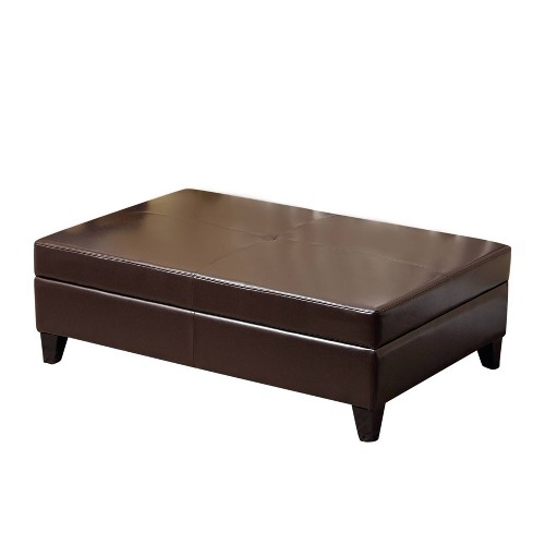 Dylan Bonded Leather Flip-Top Storage Ottoman Brown - Abbyson Living