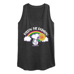 Women's - Peanuts - Follow The Rainbow Graphic Racerback Tank - 1 of 4