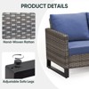 POCASSY 74.4" Outdoor Wicker Couch with Metal Armrest, 3-Seater Couch with Square Armrest Gray Wicker Patio Furniture Sofa for Porch Balcony - 4 of 4