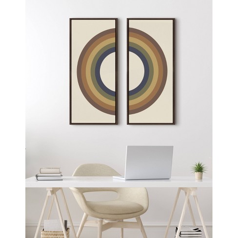 18" x 40" Sylvie Retro Rainbow by the Creative Bunch Studio Framed Wall Canvas Brown - Kate & Laurel All Things Decor - image 1 of 4