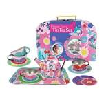 Flower Fairy Tin Tea Set with Storage Case and Paper Crowns - Bright Stripes