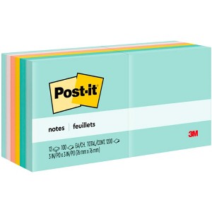 Post-it Original Notes, 3 x 3 Inches, Marseille Colors, 100 Sheets Each, 12 Pads - 1 of 4