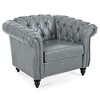 Dolonm Modern 1-Seater Sofa: Black PU Leather, 220LB Capacity, Birch Legs & Staggered Tufting Study/Bedroom Essential - 3 of 4