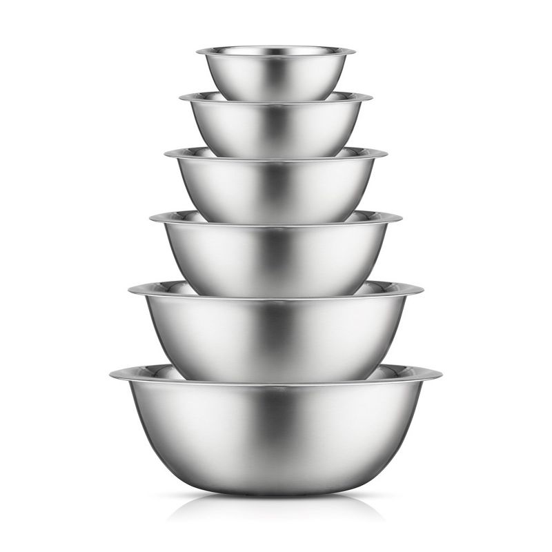 JoyJolt Stainless Steel Food Mixing Bowl Set of 6 Kitchen Mixing Bowls - Silver, 1 of 7