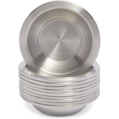 Okuna Outpost 10 Pack Round Metal Pinch Bowls for Dipping and Meal Prep, Silver, 3.9 in.