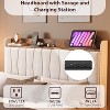 coucheta Floating Bed Frame Full with LED Lights & USB Charging Station – Modern Upholstered Platform Bed with Headboard, Solid Wood Slats Support - 4 of 4