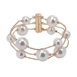 Laundry by Shelli Segal 3 Row Pearl Bracelet with Magnetic Closure