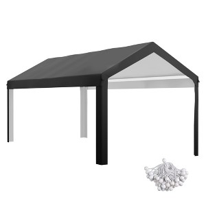 Aghana Digitals Dark Gray PE Carport Canopy Replacement, UV Resistant Top Cover with 36 Ball Bungee - 1 of 4