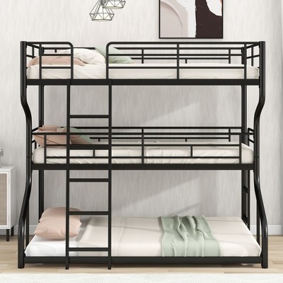 PAGED Twin XL over Twin XL Bunk Bed Modern Metal Bed Frame with 2 Storage Drawers, Guardrail and Ladder for Bedroom