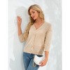 Women's 3/4 Sleeve Knit Cardigan Textured Knit Sweater Cardigan Front Button Lightweight Sweater,Apricot - M - 3 of 4