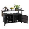 NAYSAYE Bar Serving Cart Outdoor Wicker Wine and Beverage Counter with Glass Tabletop for Patio , Black, 51.18"*19.69"*35.43" - 3 of 4