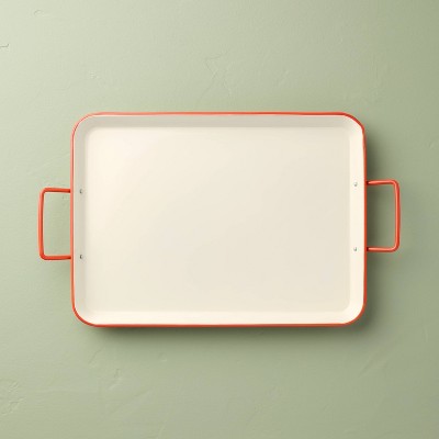 Enamel-Coated Metal Rectangular Serving Tray Cream/Orange - Hearth & Hand™ with Magnolia