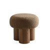 Alilang 16.54 inches Textured Boucl e Upholstered Stool with Unique Wooden Base-Brown - 2 of 4