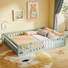 Costway Full Size Floor Bed with Full Length Safety Guardrails & Door for Boys, Girls Pink/Mint Sky/Icy Aqua/Gray/White/Natural - 4 of 4