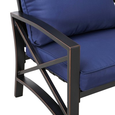 5-Piece Blue Metal Patio Conversation Set with Cushions