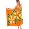 LA LEELA Women's Long Vacation Beachwear Swimsuit Pareo Cover up Sarong Wrap Swimwear Wraps One Size Orange, Floral - 2 of 4