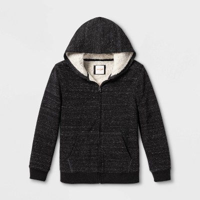 black sherpa lined hoodie