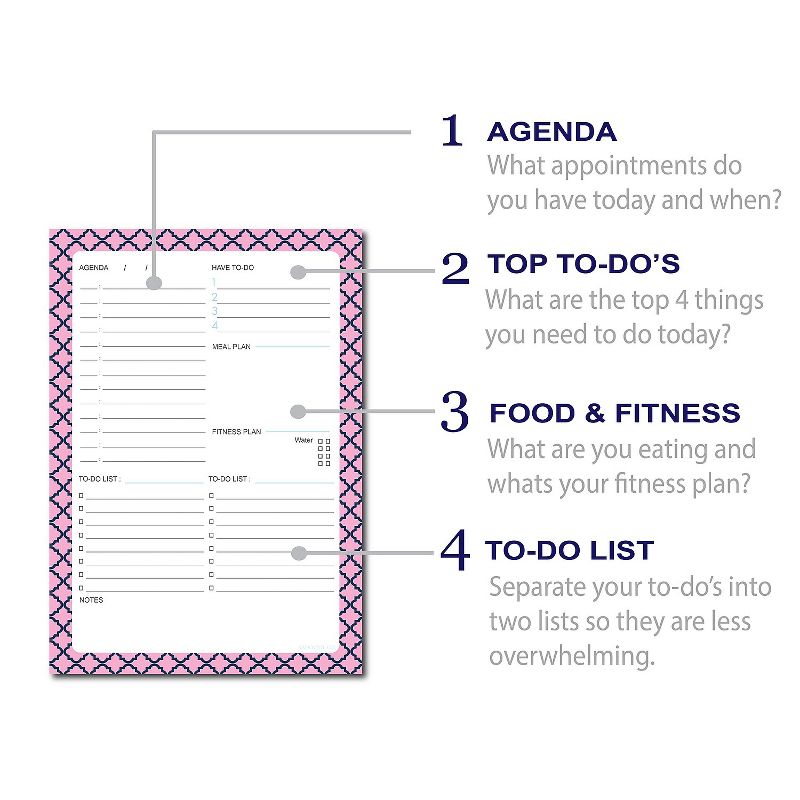 Kahootie Co. Kahootie Co Daily Schedule Notepad A5 8.3" x 5.8" 50 sheets per pad Pink(ADNPP), 2 of 6