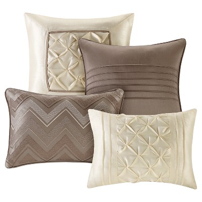 Taupe Queen Microfiber 24-Piece Bedding Set with Tufted Details