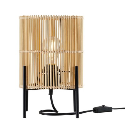 Casen Bamboo and Black Iron Table Lamp Set