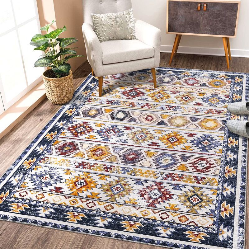 Washable Rug Boho Distressed Rug Stain Resistant Moroccan Accentt Carpet, 3 of 9