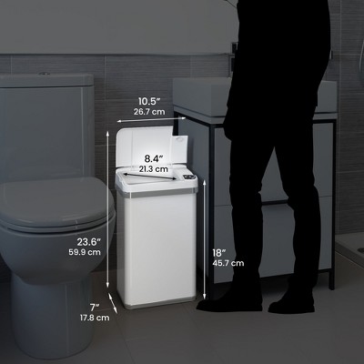 White Stainless Steel Touchless Sensor Trash Can with Odor Filter