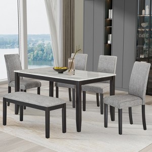 VYNXARIA  Dining Set with Faux Marble Tabletop,Faux Marble dining table - 1 of 4