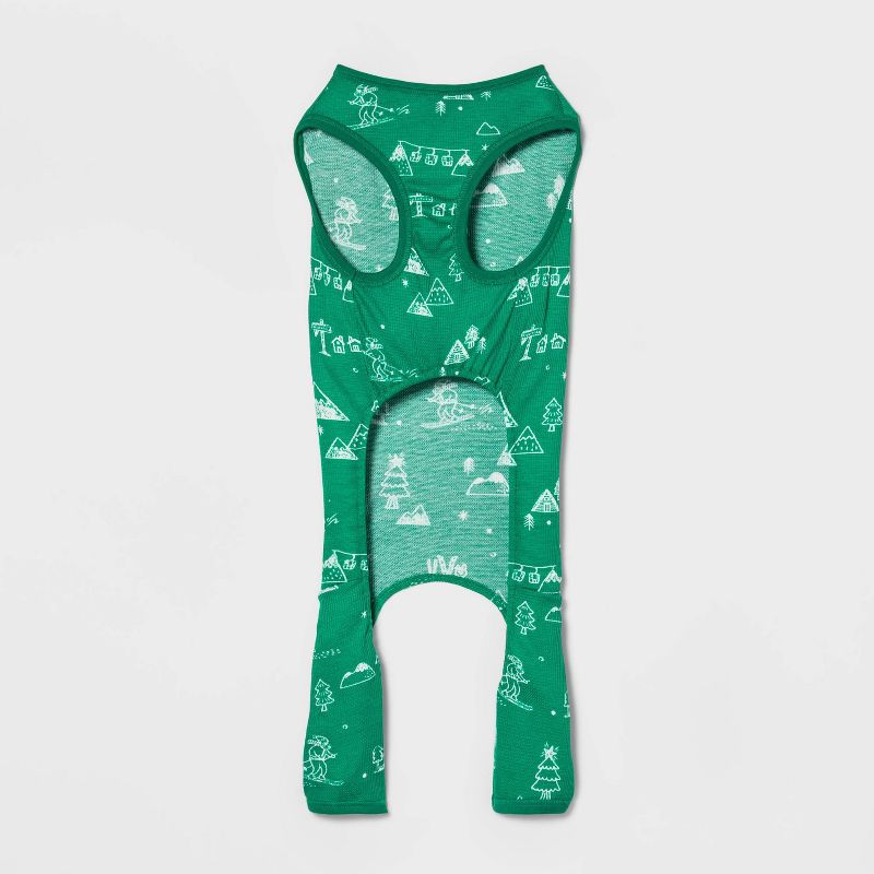 Ski Scene Matching Family Thermal Cat and Dog Pajamas - Wondershop™ - Green, 3 of 4