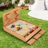 Costway Wooden Sandbox w/ Sand Wall & Cover & Bottom Liner for Kids Outdoor - 2 of 4