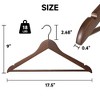 BP4U Premium Wooden Hangers with Non-Slip Pant Bar, Heavy Duty Coat Hangers with 360° Swivel Hook for Jackets, Shirts, Dresses - 2 of 4