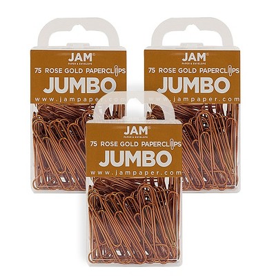 JAM Paper Jumbo Smooth Paper Clip Rose Gold 3/Pack 21832059B