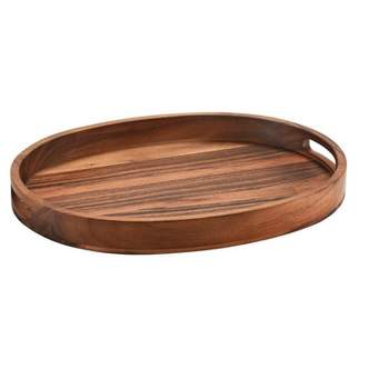 Kalmar Home Solid Acacia Wood Oval Serving Tray -large