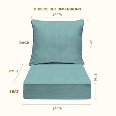 Textured Solid Coastal Blue Outdoor Deep Seating Chair Cushion Set