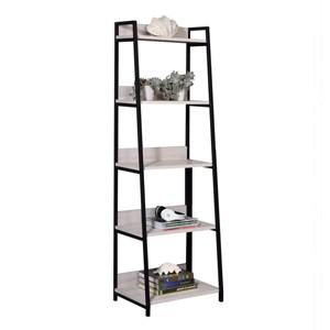 INFURNIC Decorative Bookshelf Natural and Black Ladder Shelf with Open Compartments for Storage, Black, 24.5"*16.5"*67.5" - 1 of 4
