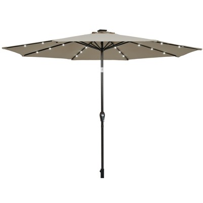 Tangkula 10 ft Patio Table Market Umbrella Yard Outdoor w/ Solar LED Lights