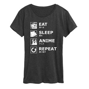 Women's - Instant Message - Eat Sleep Anime Repeat Short Sleeve Graphic T-Shirt - 1 of 4
