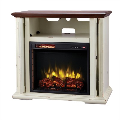 60" Rivington Infrared Media Electric Fireplace Aged White - Muskoka