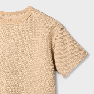Cat & Jack Boys' Short Sleeve Textured Relaxed Fit T-Shirt - Cat & Jack™ Sand XS — фото 3