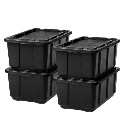 Easymanie 25 Quart Clear Latching Tote, Plastic Storage Bin with Black  Handle, Pack of 4