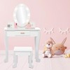 37''H Kids Vanity Set w/Lighted Mirror - Wooden Makeup Table w/Stool & Storage, Wooden Girls Vanity Table and Chair(White/Pink/Purple) - 4 of 4