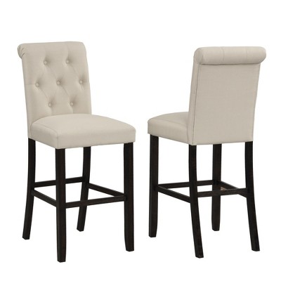 DSVIMOY Counter and Bar Stool Solid Wood Tufted Set of 2 for Stylish Dining Spaces, White, 45.83"*12.5"*17.35"