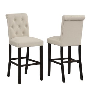 DSVIMOY Counter and Bar Stool Solid Wood Tufted Set of 2 for Stylish Dining Spaces, White, 45.83"*12.5"*17.35" - 1 of 4