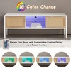 ORRD 54.33" White Rattan TV Cabinet with RGB Light Strip, Double Sliding Doors, Adjustable Shelf, Metal Legs, Modern Living Room Console - 4 of 4