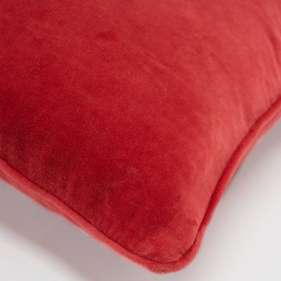 Medium Ruby Cotton Velvet Square Throw Pillow