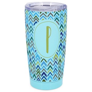 Elanze Designs P Monogram Herringbone Arrows Wrap-Around Design 20 Ounce Stainless Steel On-The-Go Coffee Mug, Thermal Travel Tumbler with Leak - 1 of 4