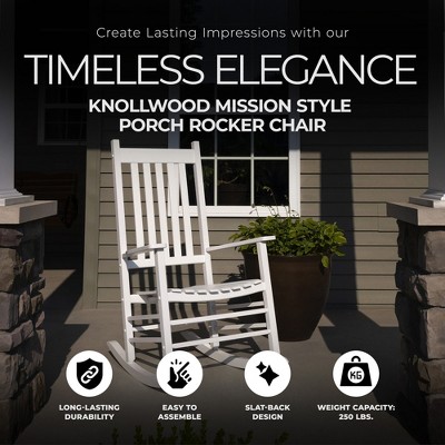 White Kiln-Dried Hardwood Mission Style Outdoor Rocking Chair
